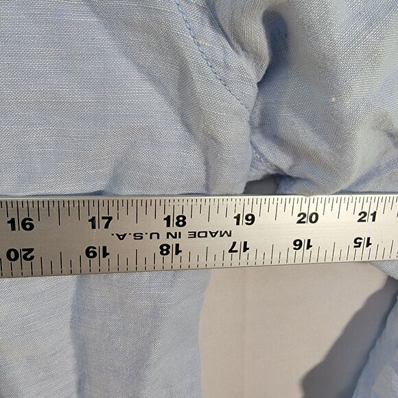 SpringField Linen Cotton Blend Light Blue Long Sleeve Button Down Collar Shirt S - Picture 10 of 10